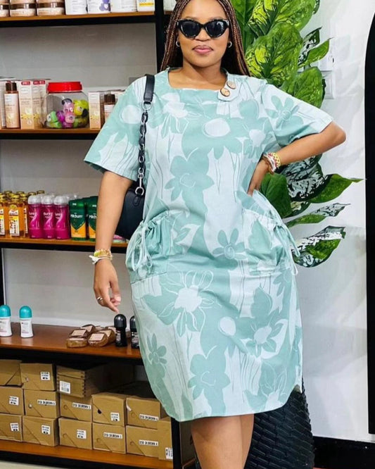 Three Quater String Midi Dress