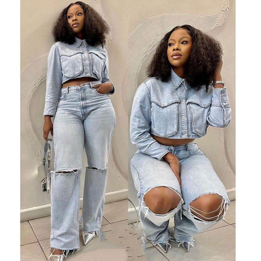 Denim Two Piece For Sale