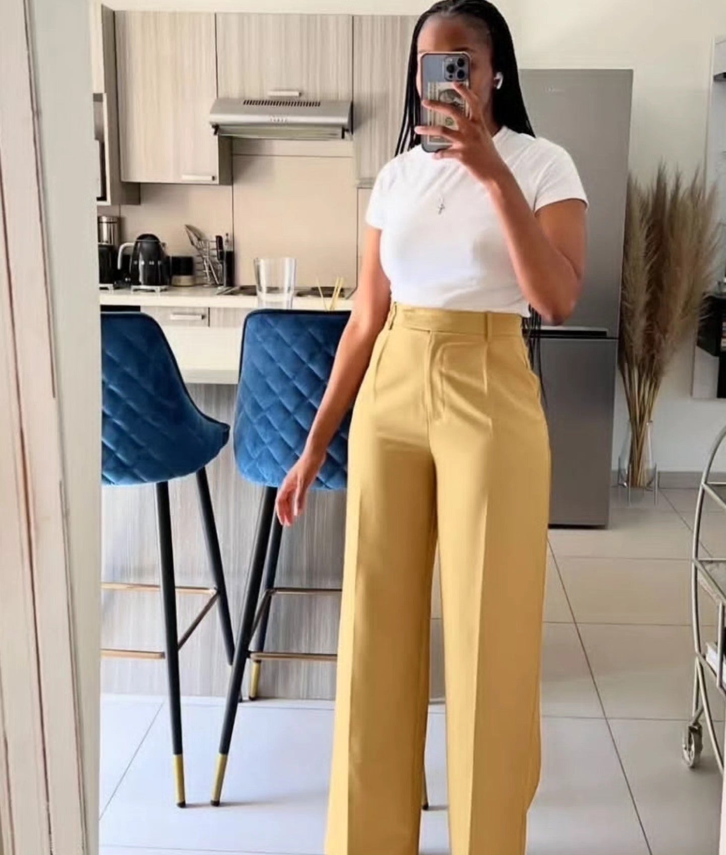 High Waisted Loose Fit Bootcut Wide Leg Slacks Trousers