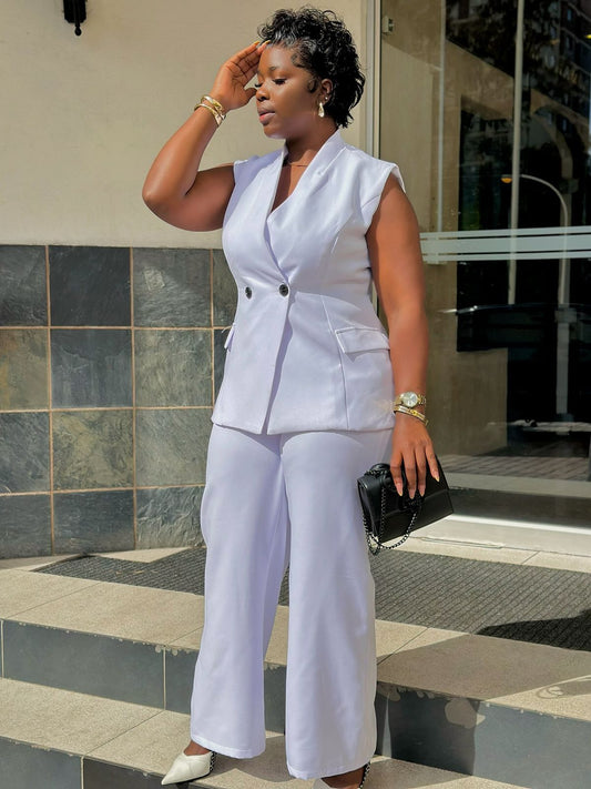 White Formal Sleeveless Suit