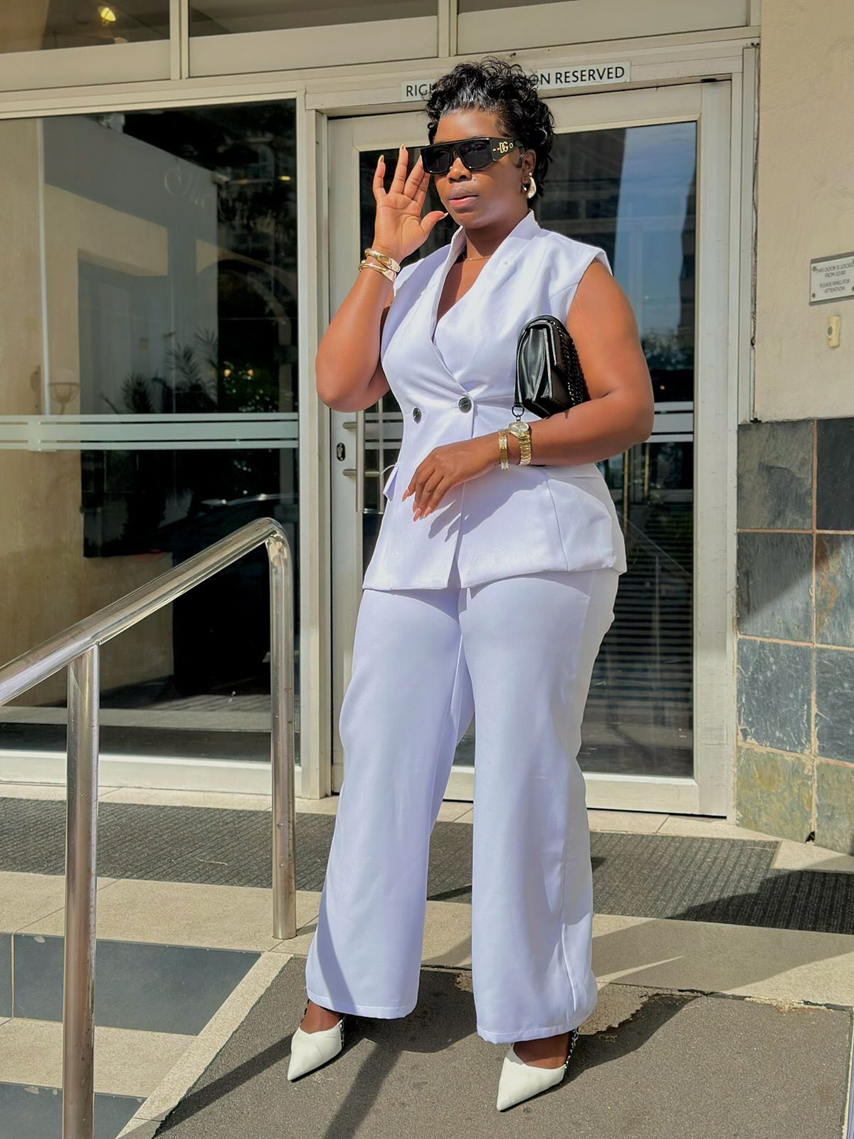 White Formal Sleeveless Suit